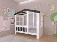 Детская кровать Астра домик (белый+венге)