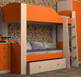 Кровать двухъярусная Астра-2 (дуб молочный-оранжевый)