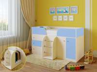 Кровать детская Астра-5 (дуб молочный-голубой)