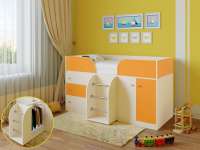 Кровать детская Астра-5 (дуб молочный-оранжевый)
