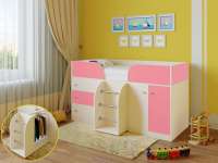 Кровать детская Астра-5 (дуб молочный-розовый)