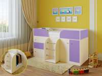 Кровать детская Астра-5 (дуб молочный-фиолет)