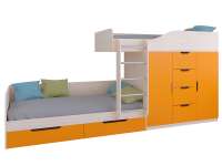 Кровать двухъярусная Астра-6 (дуб молочный-оранжевый)