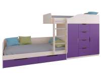 Кровать двухъярусная Астра-6 (дуб молочный-фиолетовый)