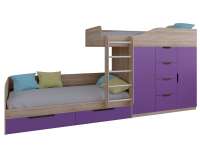 Кровать двухъярусная Астра-6 (дуб сонома-фиолетовый)